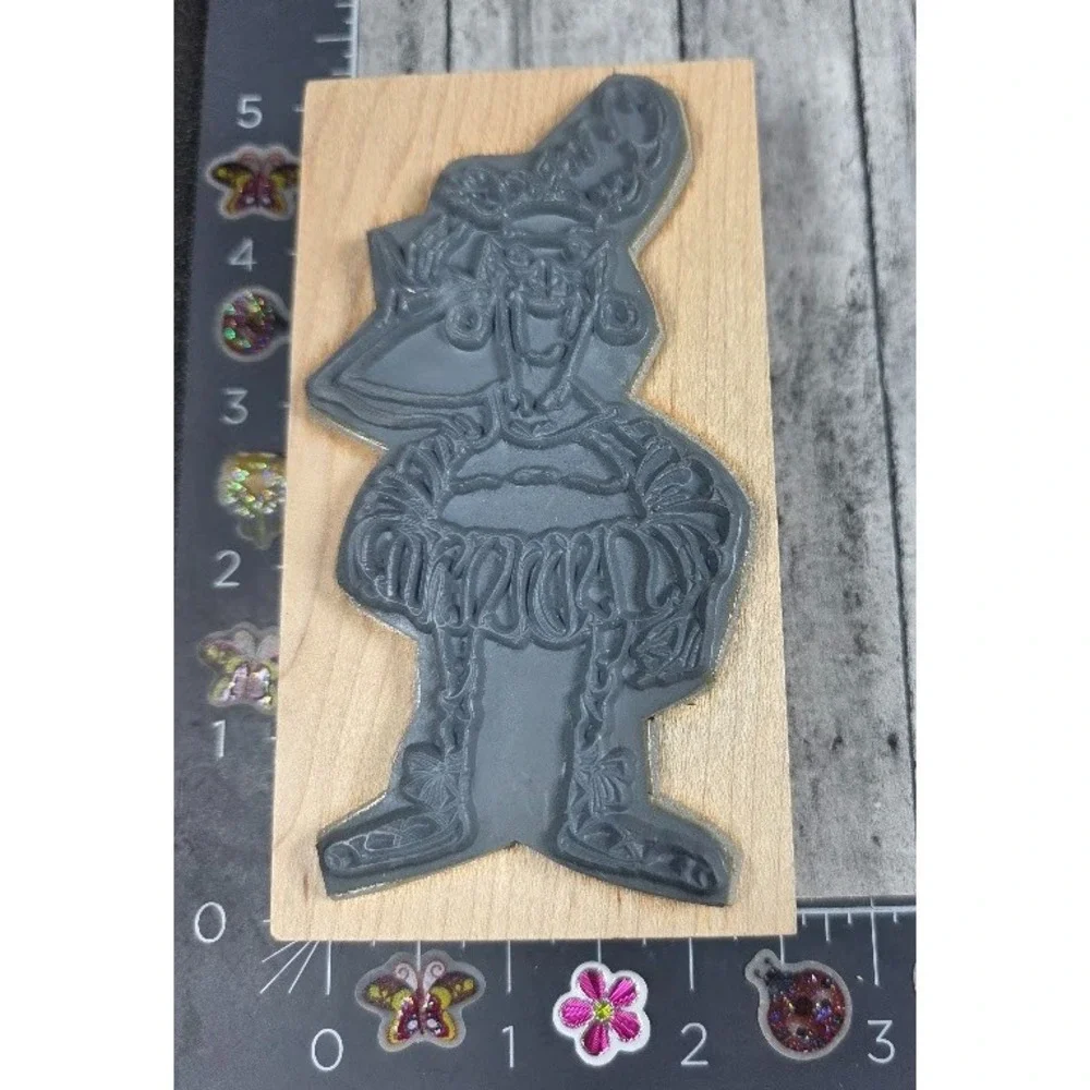 Art Impressions Old Lady Tutu Ballerina Glasses M-1767 Rubber Stamp Wood #A30